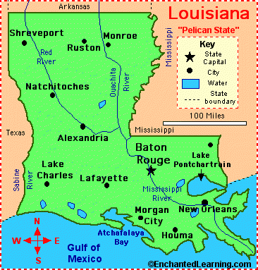 Louisiana Main Cities Map