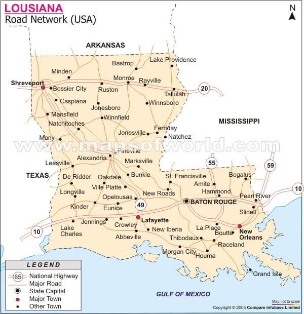 Louisiana Road Map USA