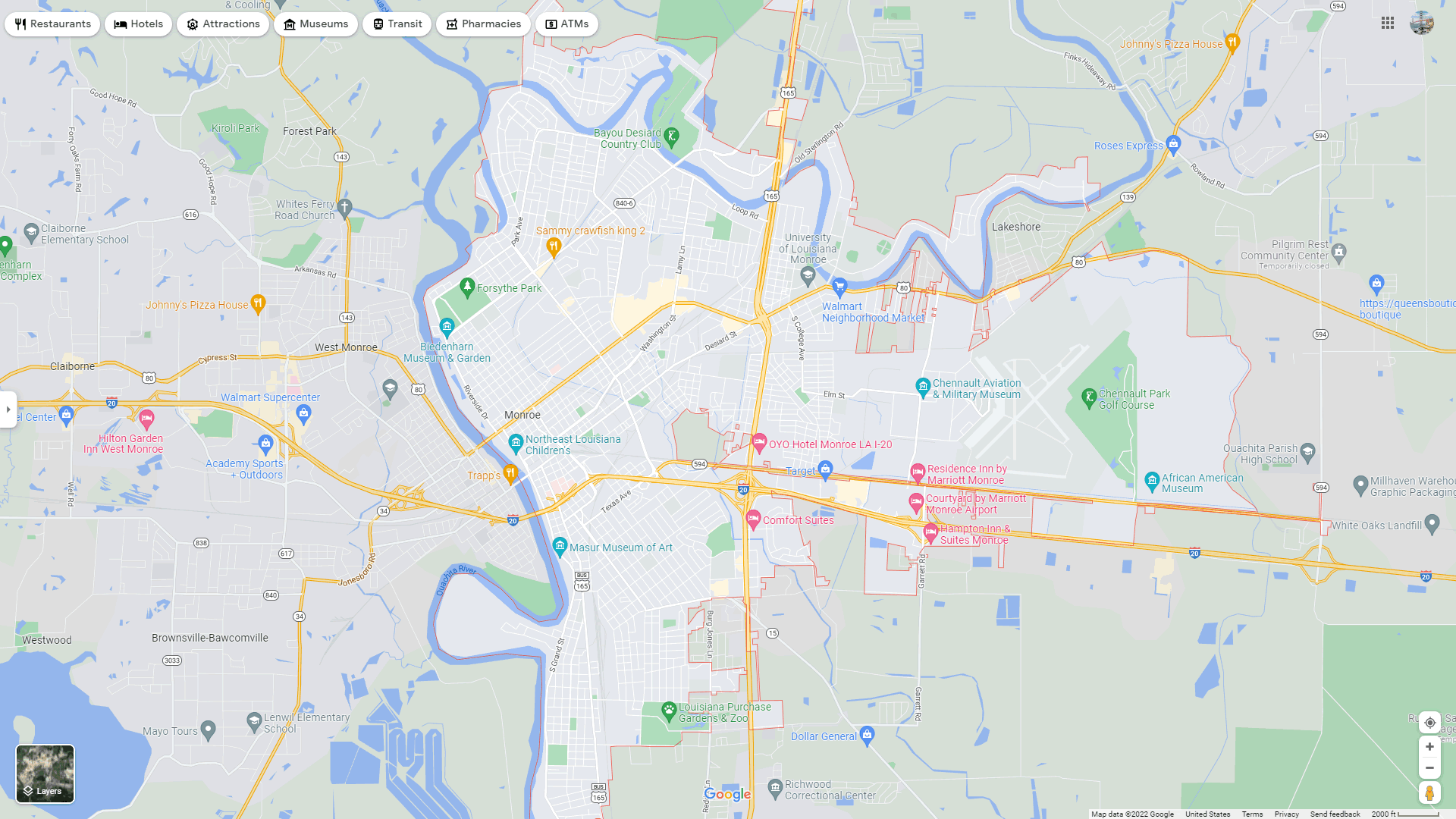 Monroe Louisiana Map United States - Monroe%20map