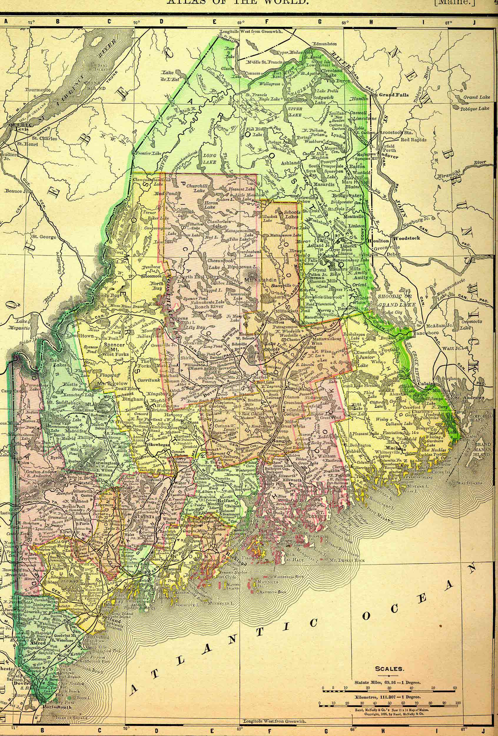 Maine Historical Map 1895