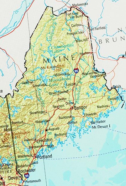 Maine Physical Map