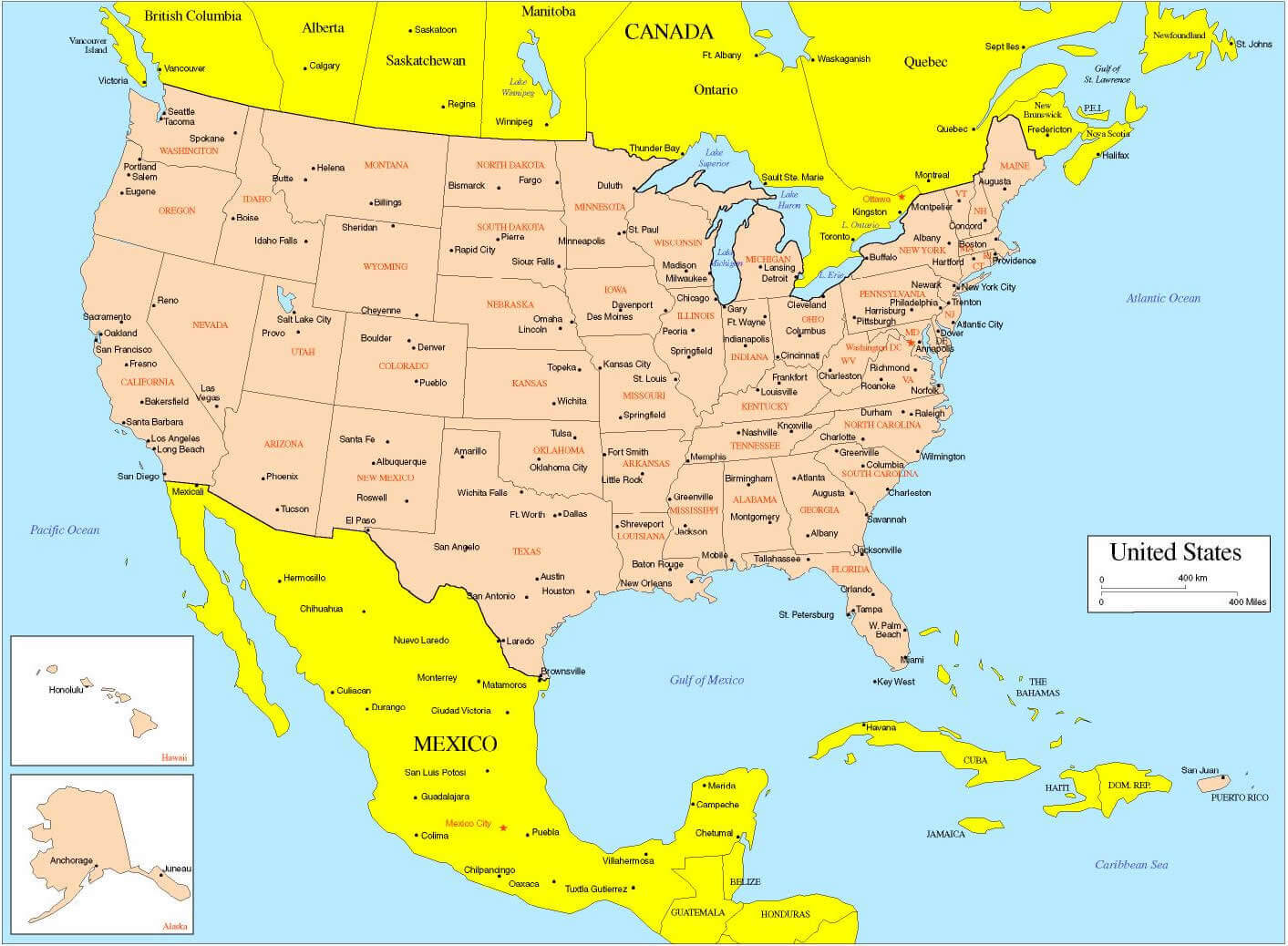 Major US Cities Map