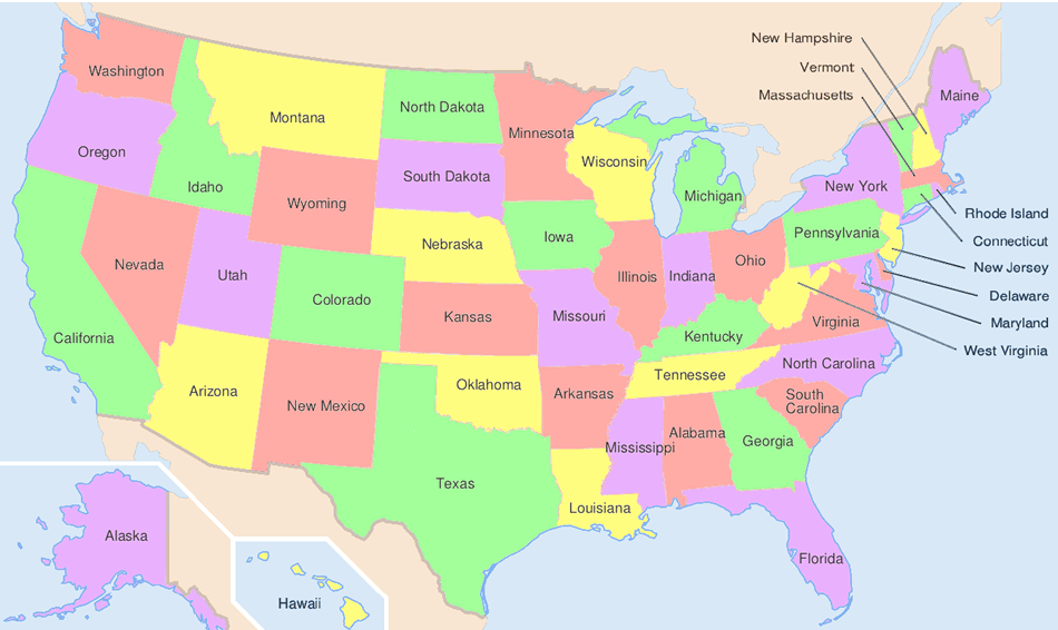 Map of united states America