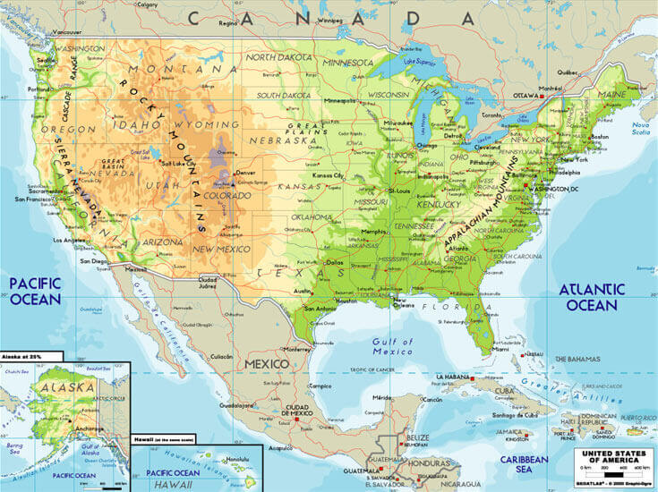 Physical Maps of United States