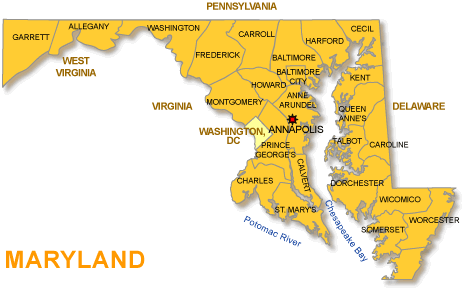 Maryland County Map USA