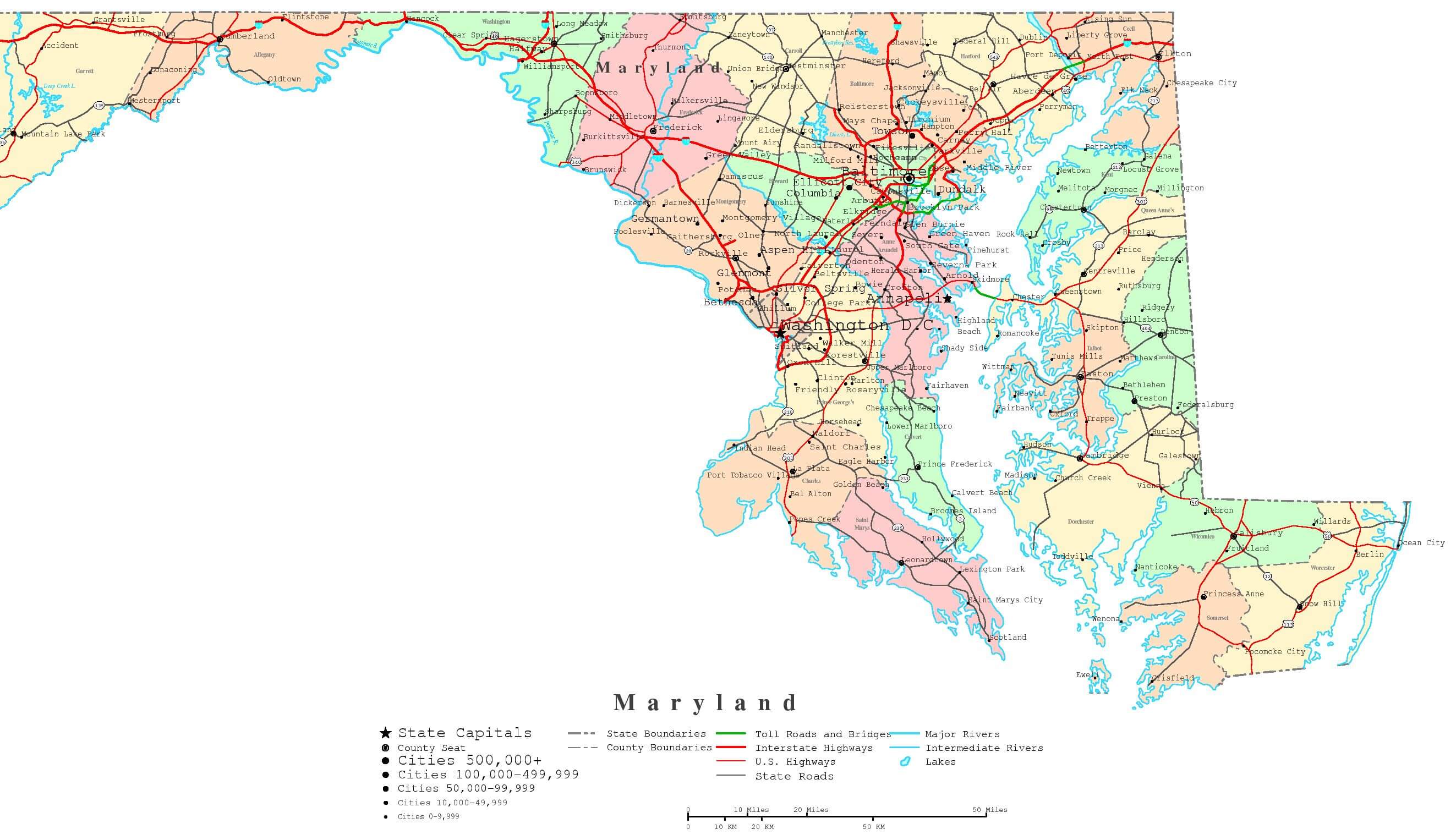 Maryland Printable Map