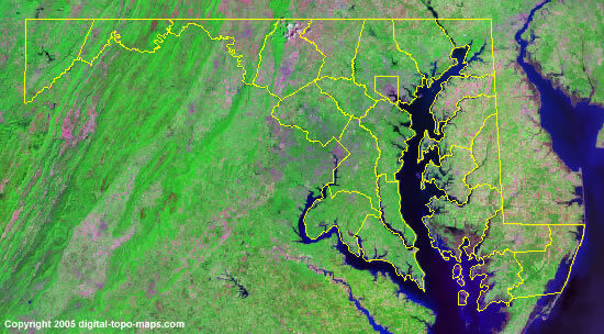 Maryland Satellite Image Map