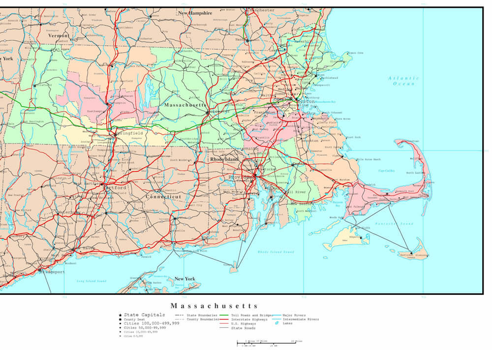 Massachusetts State Political Map
