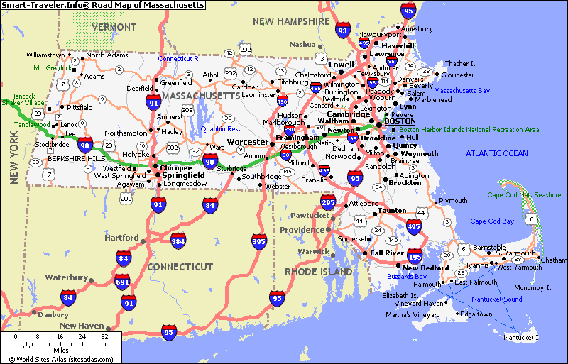 Road Map of Massachusetts