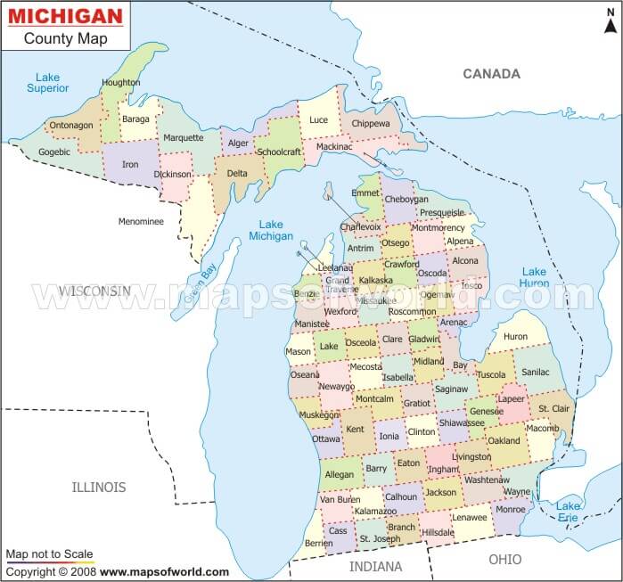Michigan County Map USA