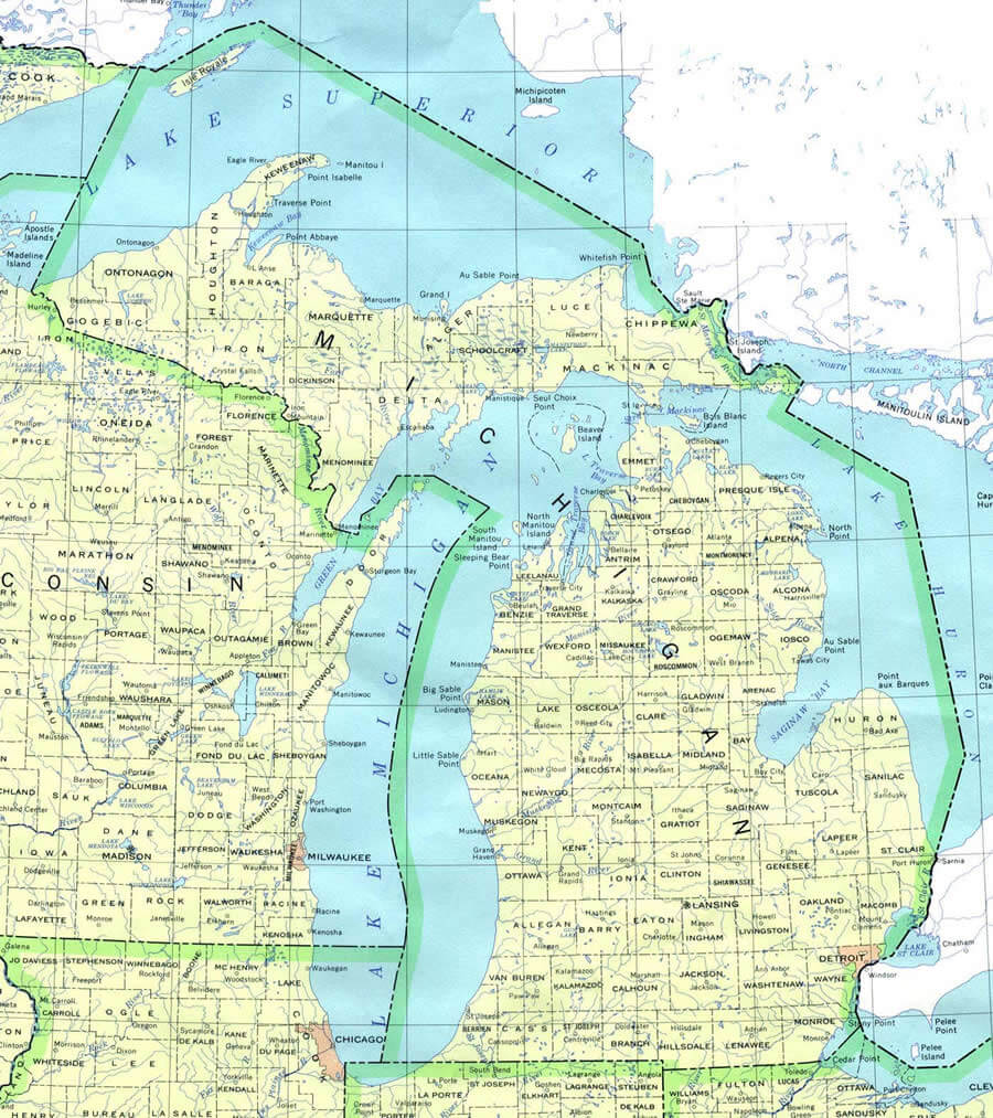 State Map of Michigan USA