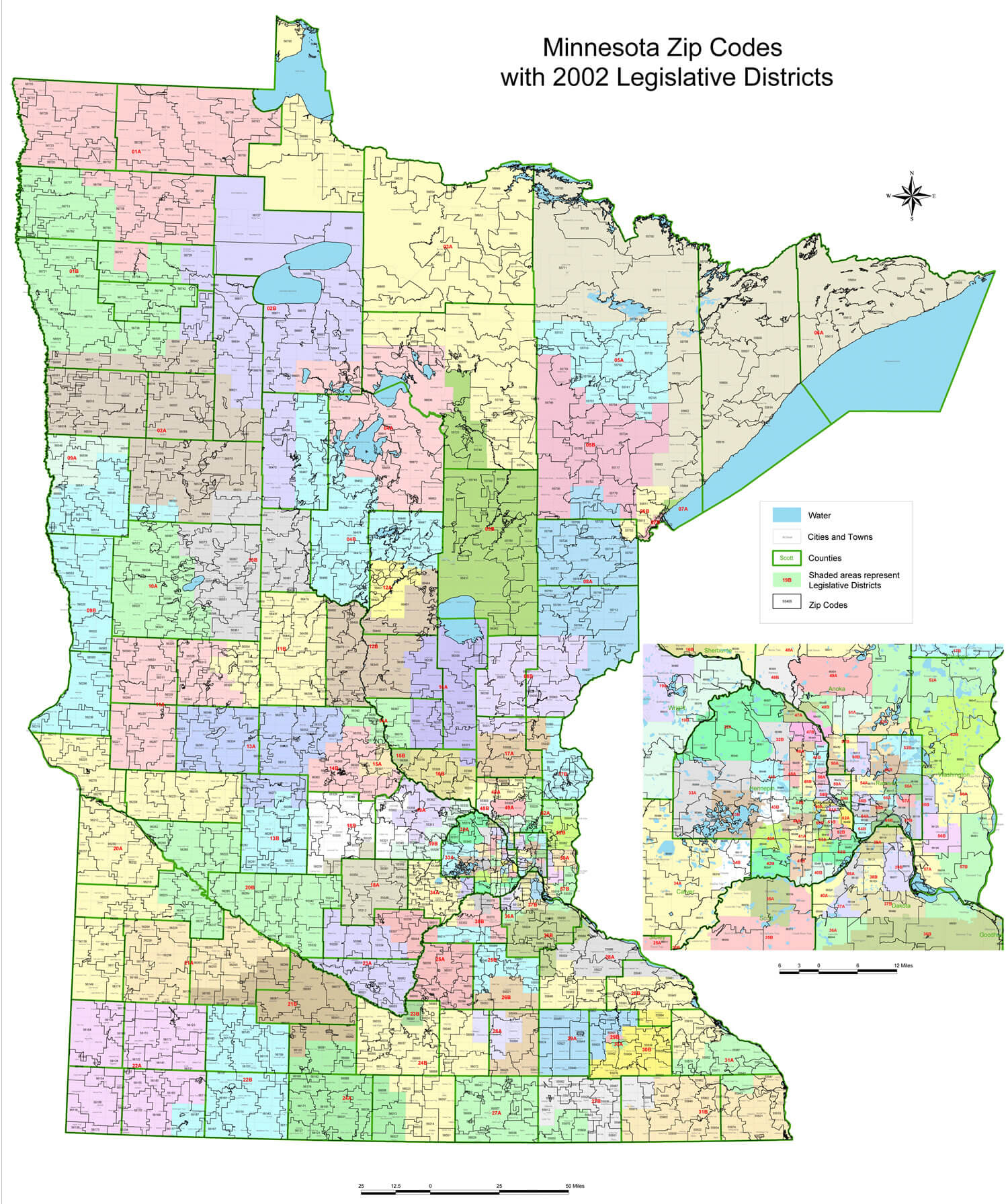 Minnesota zip code Map Printable