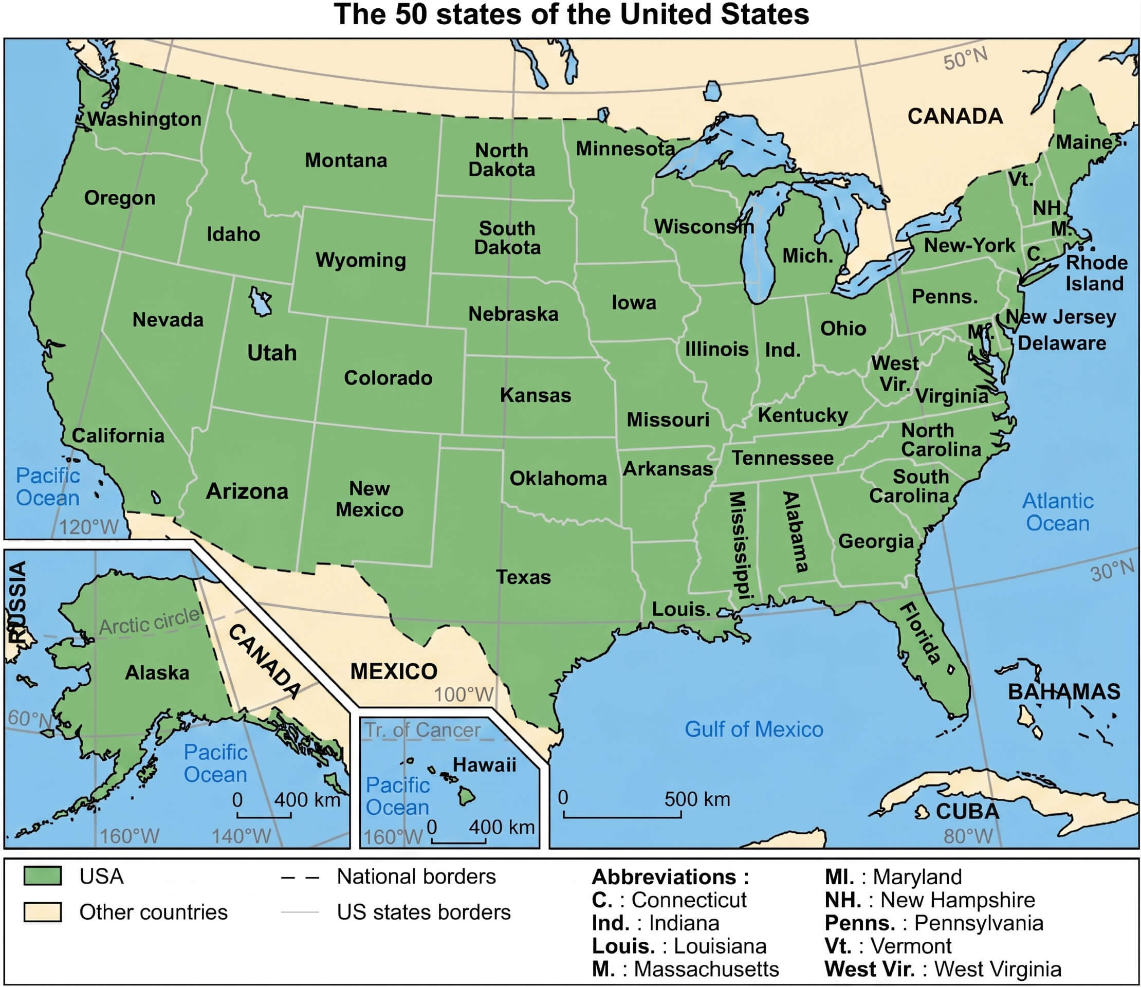 Map of the 50 us states