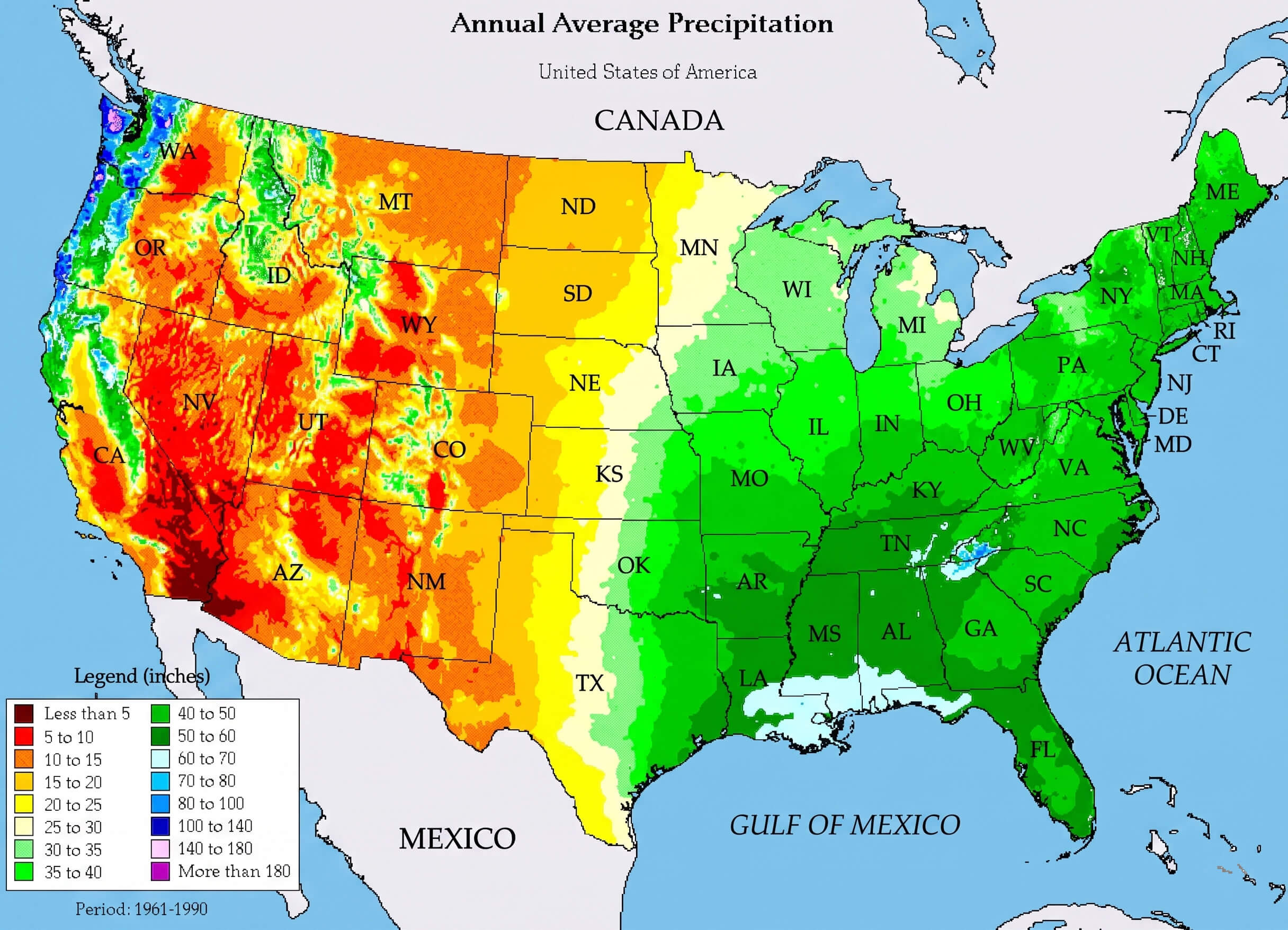 United States annual precipitation map