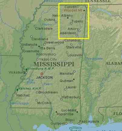 Mississippi Physical Map