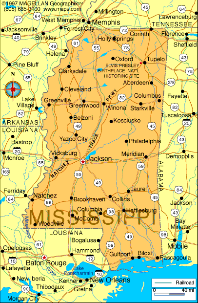 Mississippi Cities Map