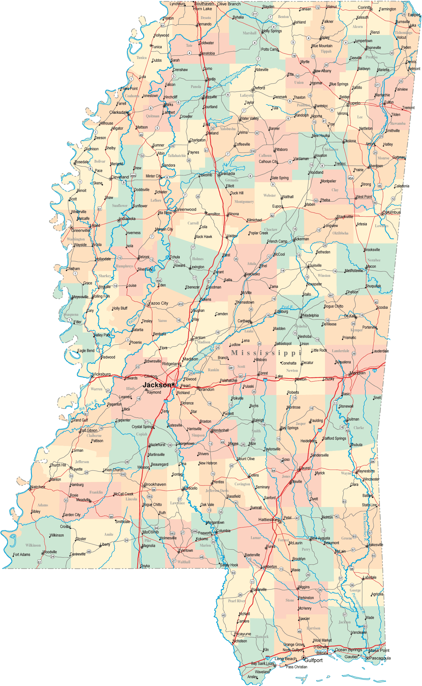 Mississippi Road Map