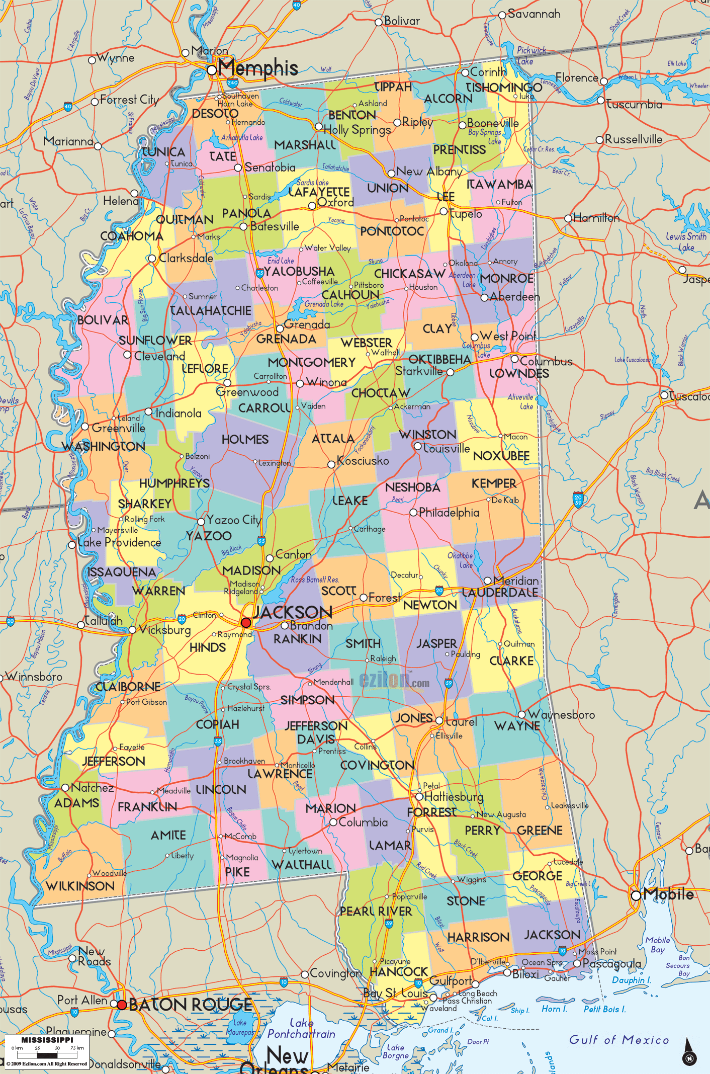 State Map of Mississippi