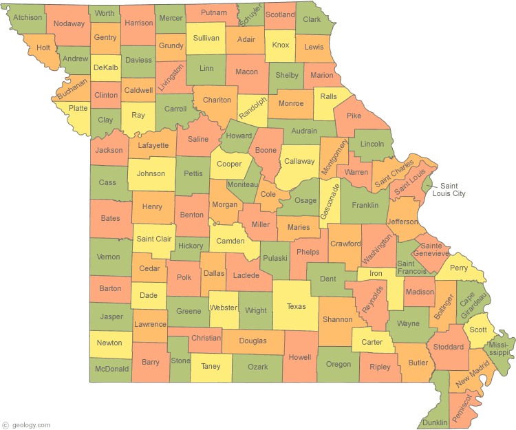 Counties Map of Missouri