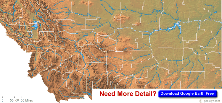 Montana Blank Physical Map