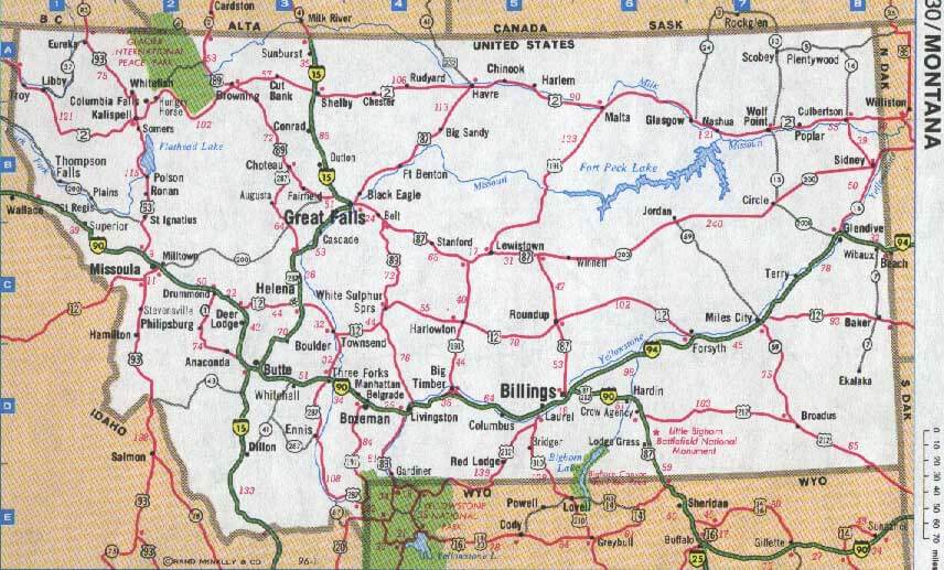 Montana Map Great Falls