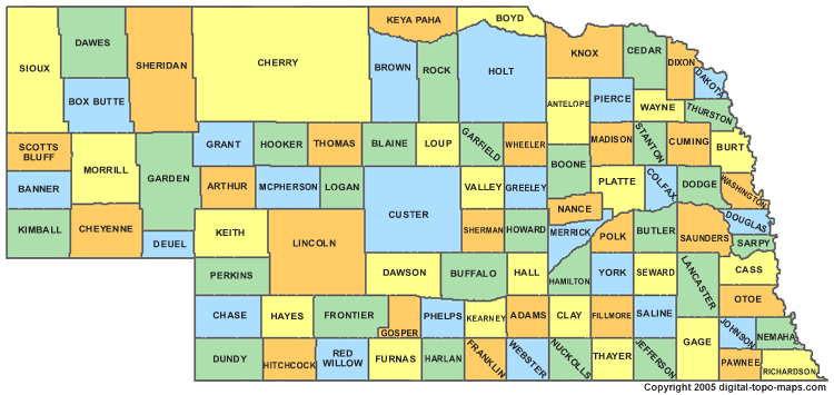 Nebraska County Map