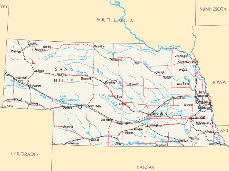 Nebraska Rivers Map