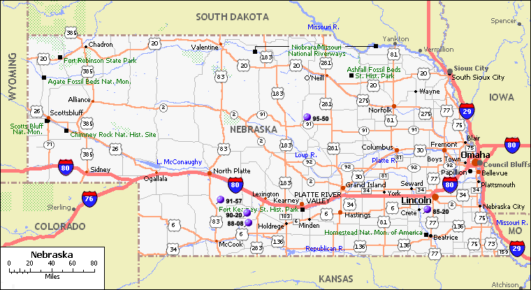 Nebraska Road Map