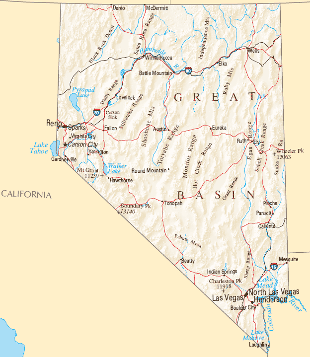 Nevada Map Great Basin