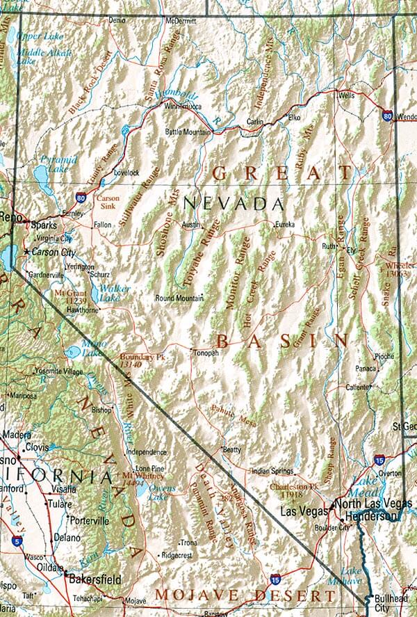 Nevada Physical Map