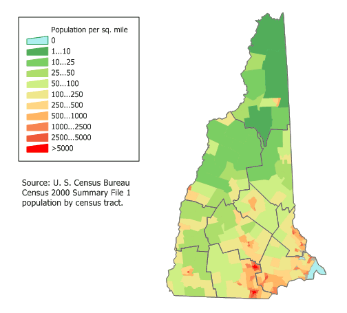 New Hampshire population map