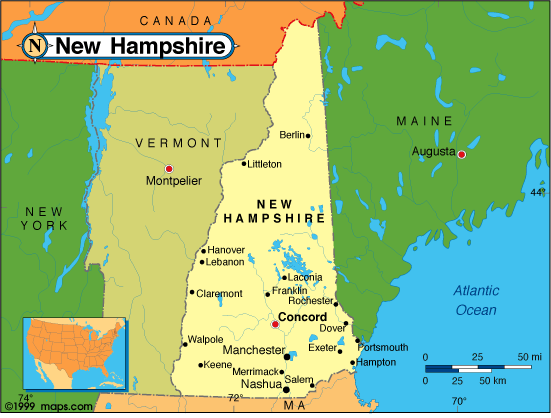 New hampshire political map. 