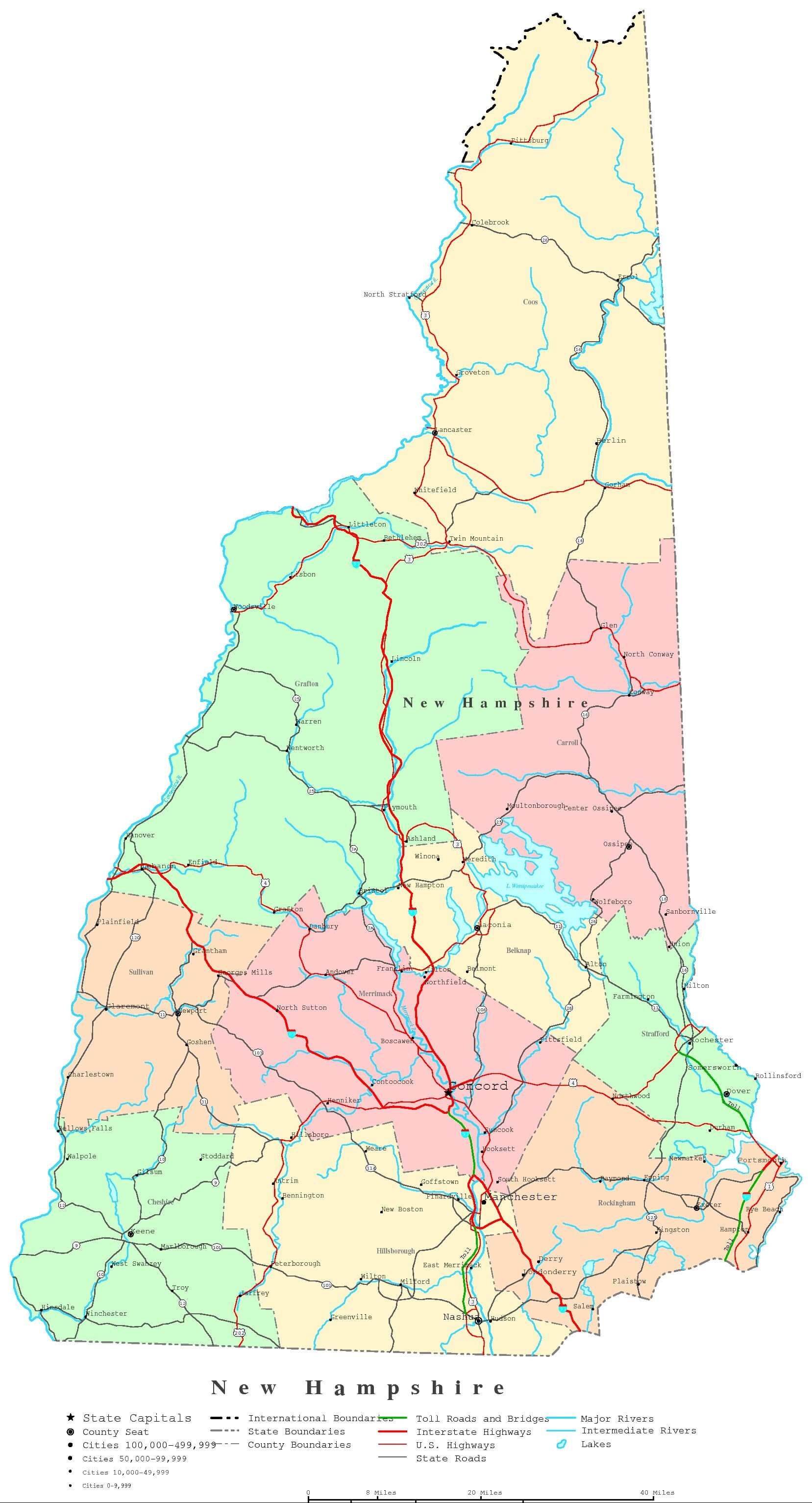 New Hampshire Printable Map