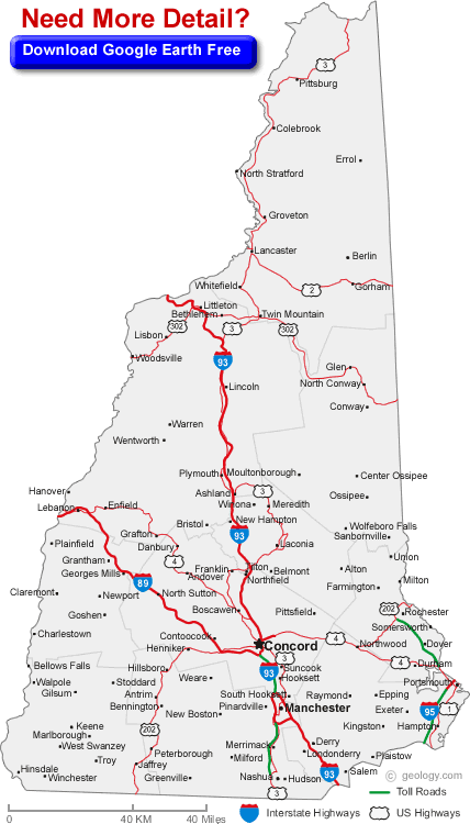 New Hampshire Road Map