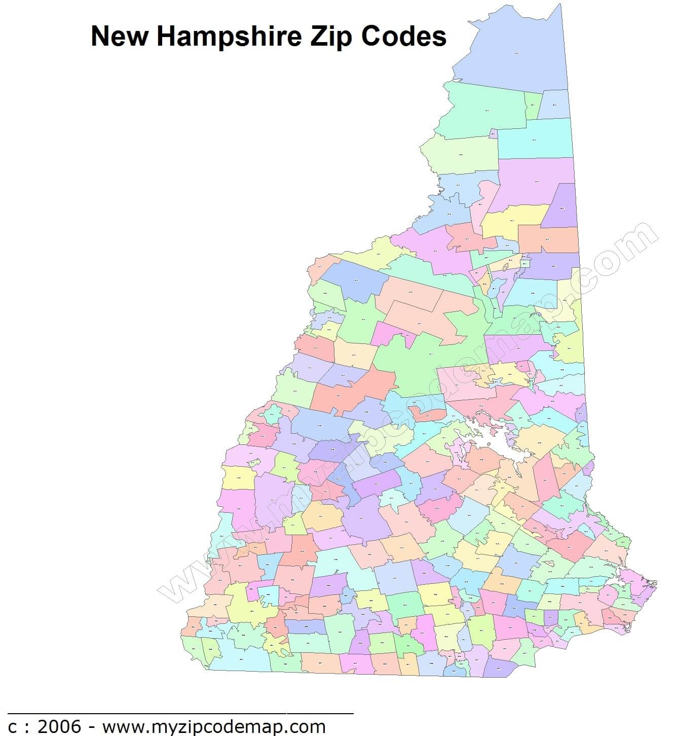 New Hampshire zip Code Map