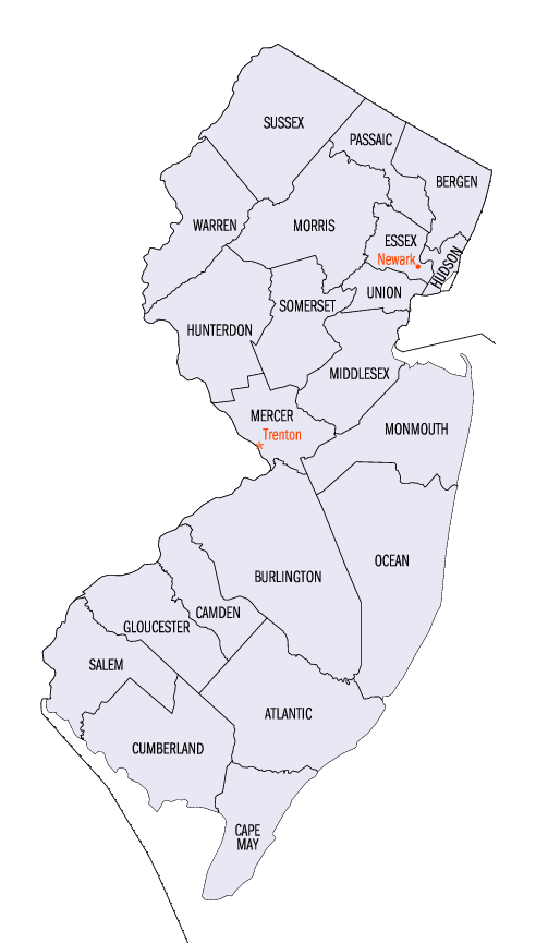 Counties Map of New Jersey