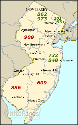 New Jersey Area Code Map