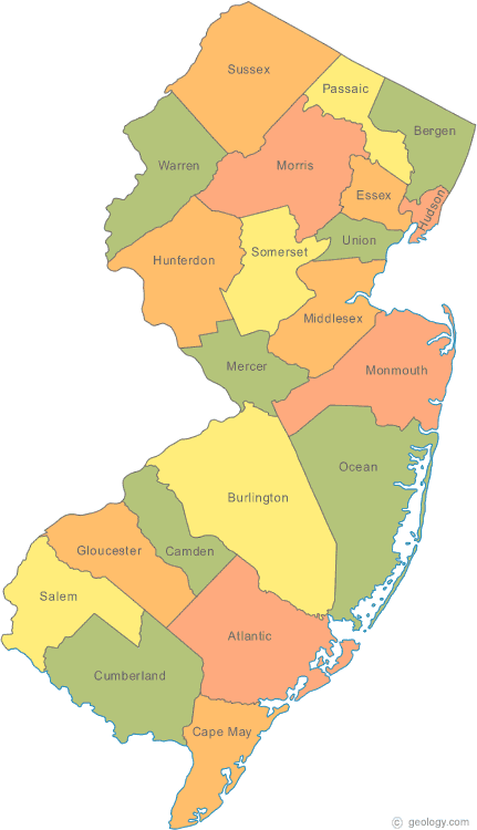 New Jersey Counties Map