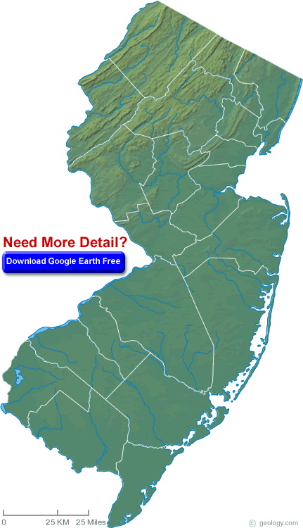 New Jersey Physical Map