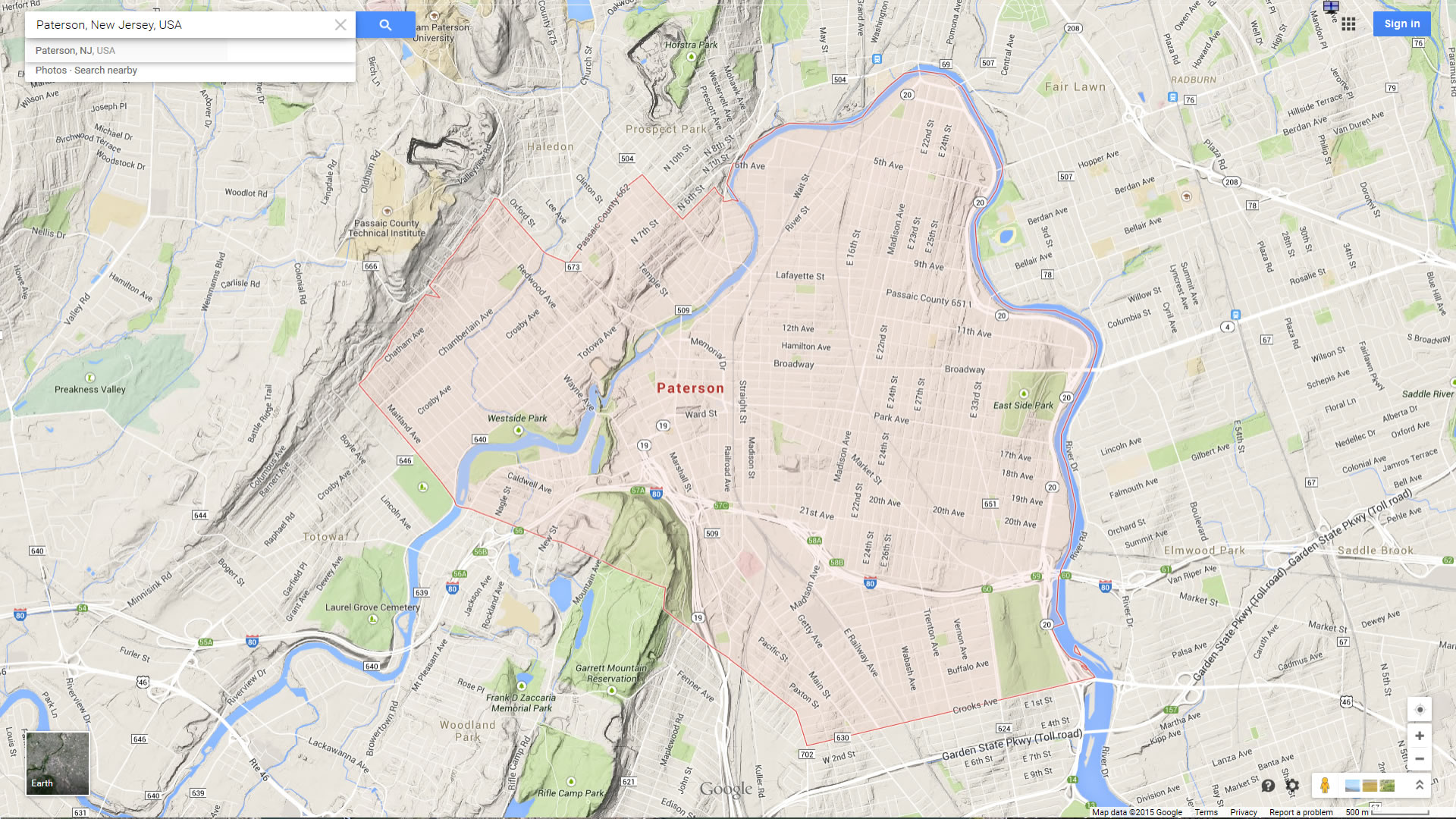 paterson map new jersey us