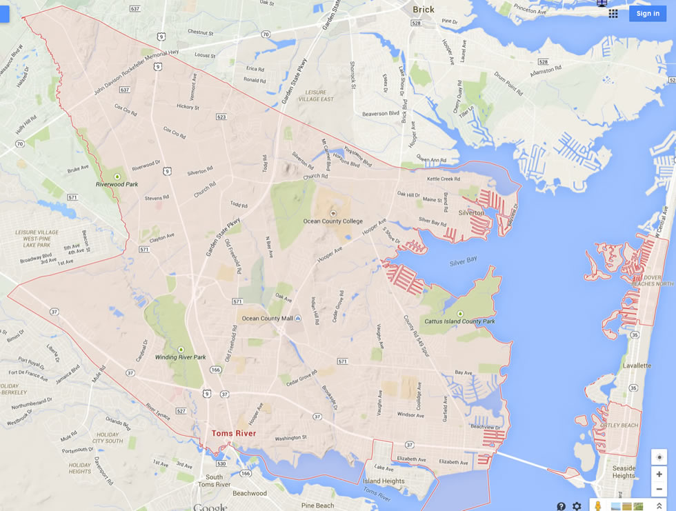 toms river new jersey map usa