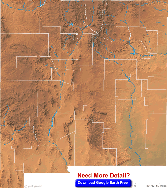 New Mexico Blank Physical Map