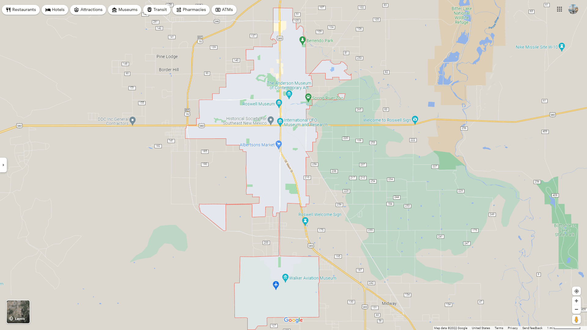 Roswell, New Mexico Map
