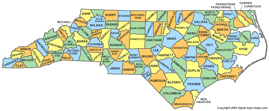 North Carolina County Map