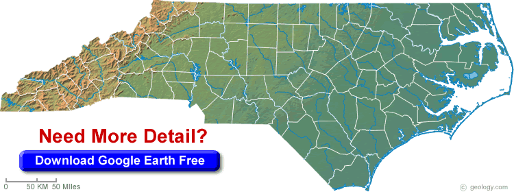 North Carolina Physical Map