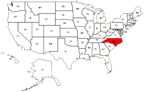 North Carolina USA Map