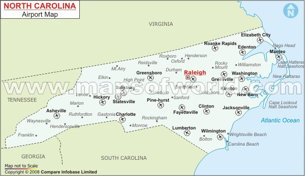 North Carolina airport Map