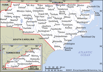 North Carolina County Map USA