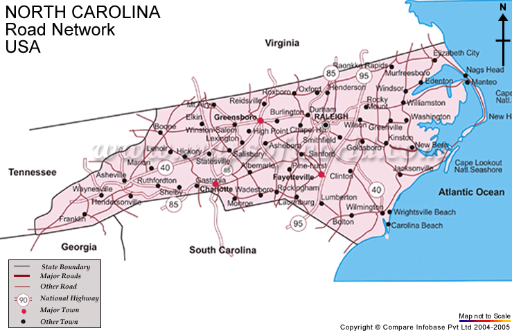 North Carolina Road Map