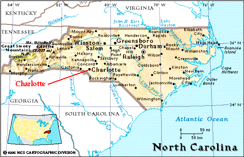 north carolina usa map